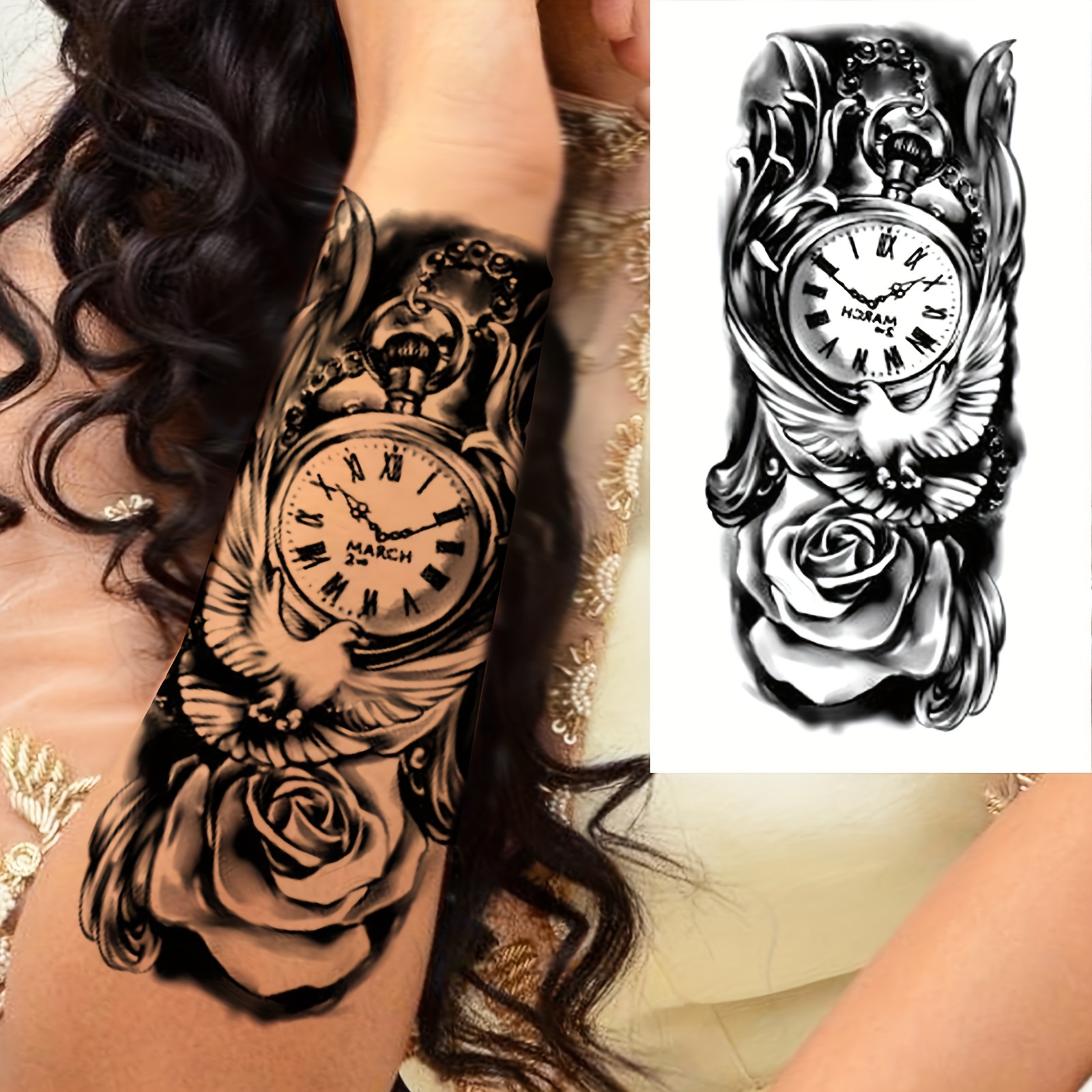 Tattoo Watch Design 73 Half Arm Sleeve Tattoos Royalty-Free Images