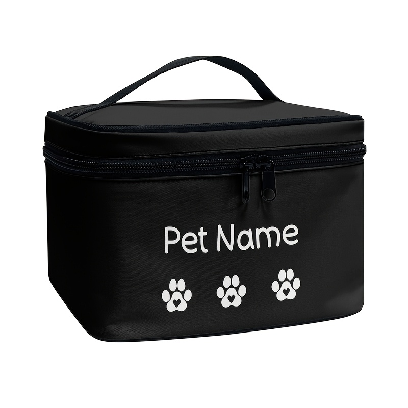 TEMU 1pc Customizable Name Dog Paw Black Pet Grooming Kit Storage Bag, Pet Care Organizer For Home And Travel Use - Ideal Gift For Pet Lovers, Pet