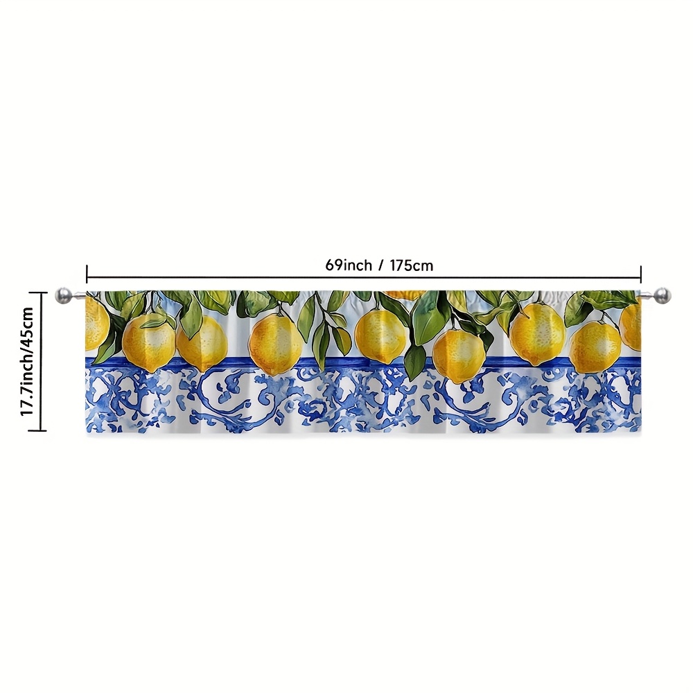 TEMU 2D Flat - 1 pz, Stampa 2D Flat Limoni e , Design Bohemien Astratto Cortina Corta per Finestre, Tessuto Resistente 100% Poliestere (Senza ),