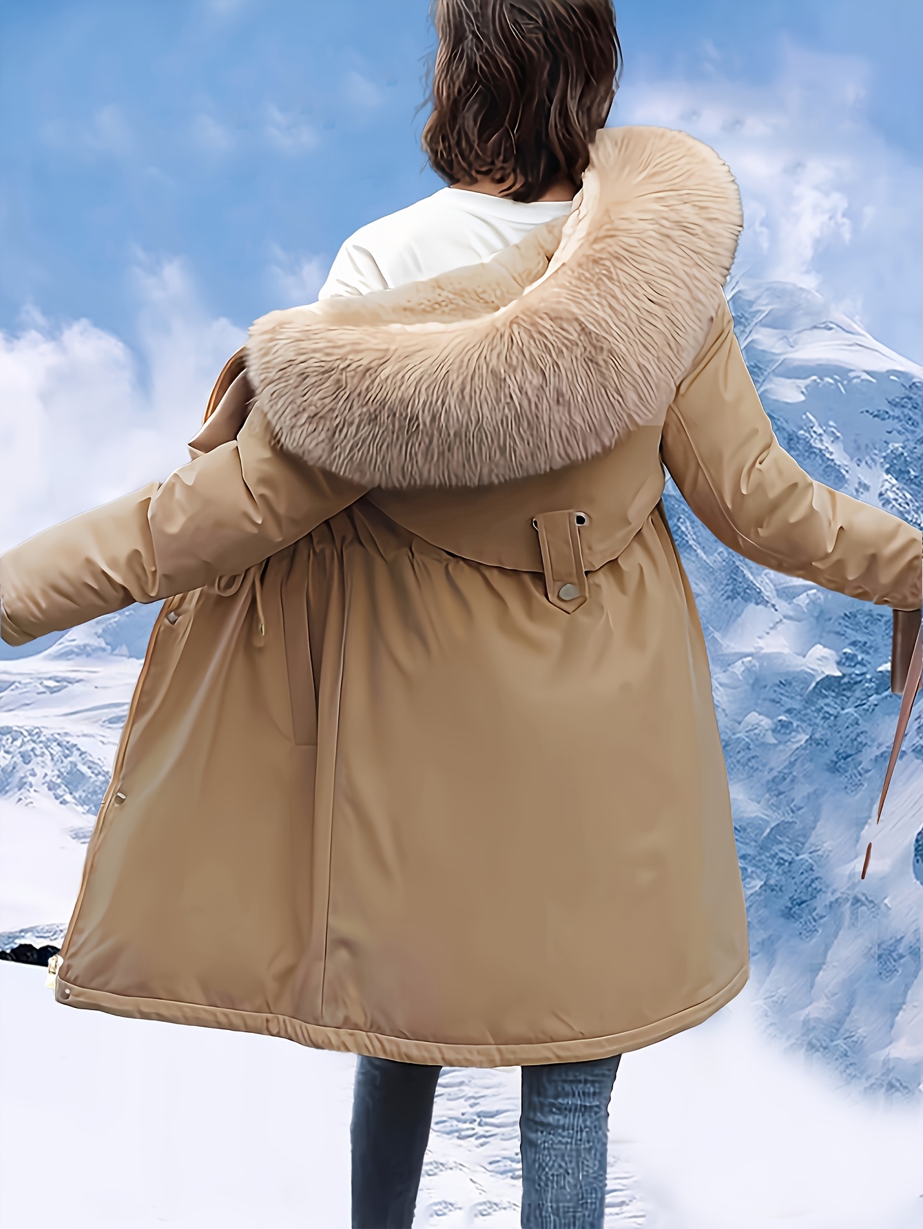 chaqueta parka invierno mujer capucha piel cuello Temu Ecuador