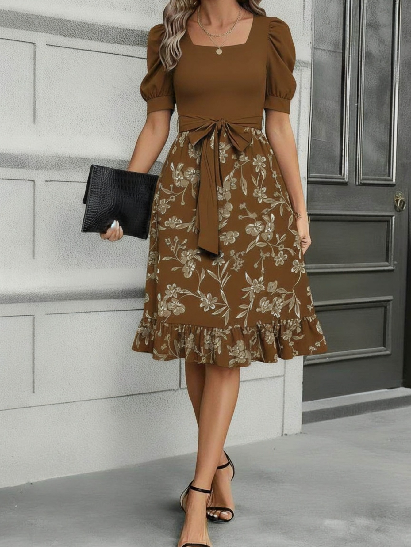 women brown dress sold on Temu United States