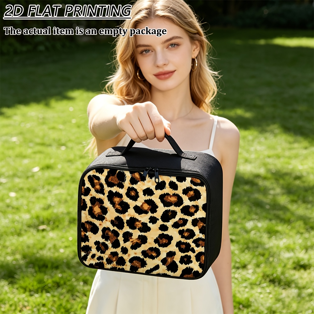 TEMU 1pc Classic Leopard Print Large Capacity Makeup Bag, Portable Travel Toiletry And Makeup Storage Bag, Wild For Daily Use, Applicable To Animal