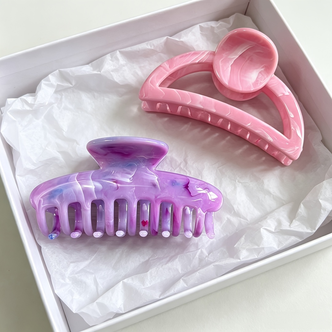 2pcs Textured Flat Dragonbone Hairpin, Medium Half-Round Clip