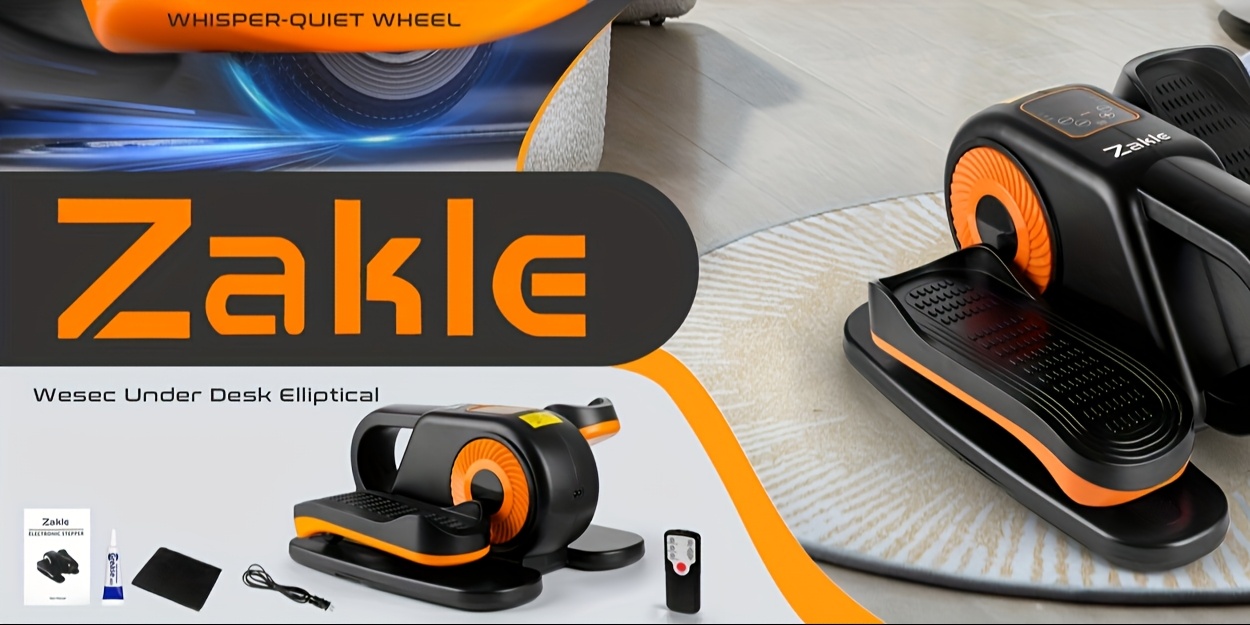 Zakle Under Desk Elliptical Machine, Elliptical Leg Exerciser W/Remote Control & 12 Adjustable Speeds, No-Installation Electric Seated Pedal Exerciser, Elliptical Training Machine 02, Without Battery