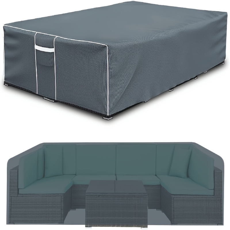 TEMU Thickened Outdoor Furniture Cover, Rectangular Patio Cover, Suitable For Outdoor Furniture Tablecloths, Oxford Fabric Gray Version