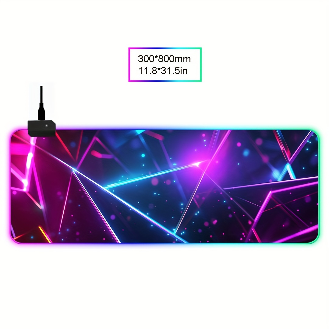 RGB LED Backlit Gaming Mouse Pad, 400x900mm Large Keyboard Desk Mat, Thick Non-Slip Rubber, Decorative Office and Student Desk Accessory