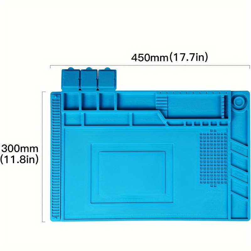 TEMU High-density Silicone Soldering Mat For Electronics Repair - Heat-resistant, Non-slip, Thickened With Magnetic Base For Phone & Computer Maintenance