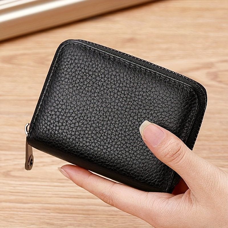 1pc Men'S Casual Faux Leather Wallet & Business Card Case, Black, Universal, PU Material, Smooth, Durable, Multi-Purpose, Large Capacity, with Multi-Card Slot, ID Card Bag, Zipper Pocket, Stylish, Safe, Anti-Degaussing, for Daily Use, Travel, Gift