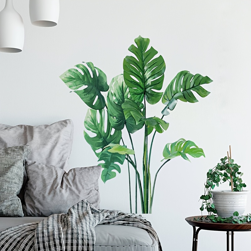 Green Plant Wall Stickers For Bedroom, Living Room, Study Room, Home Wall Decoration, Removable Self-adhesive Wall Stickers Pvc