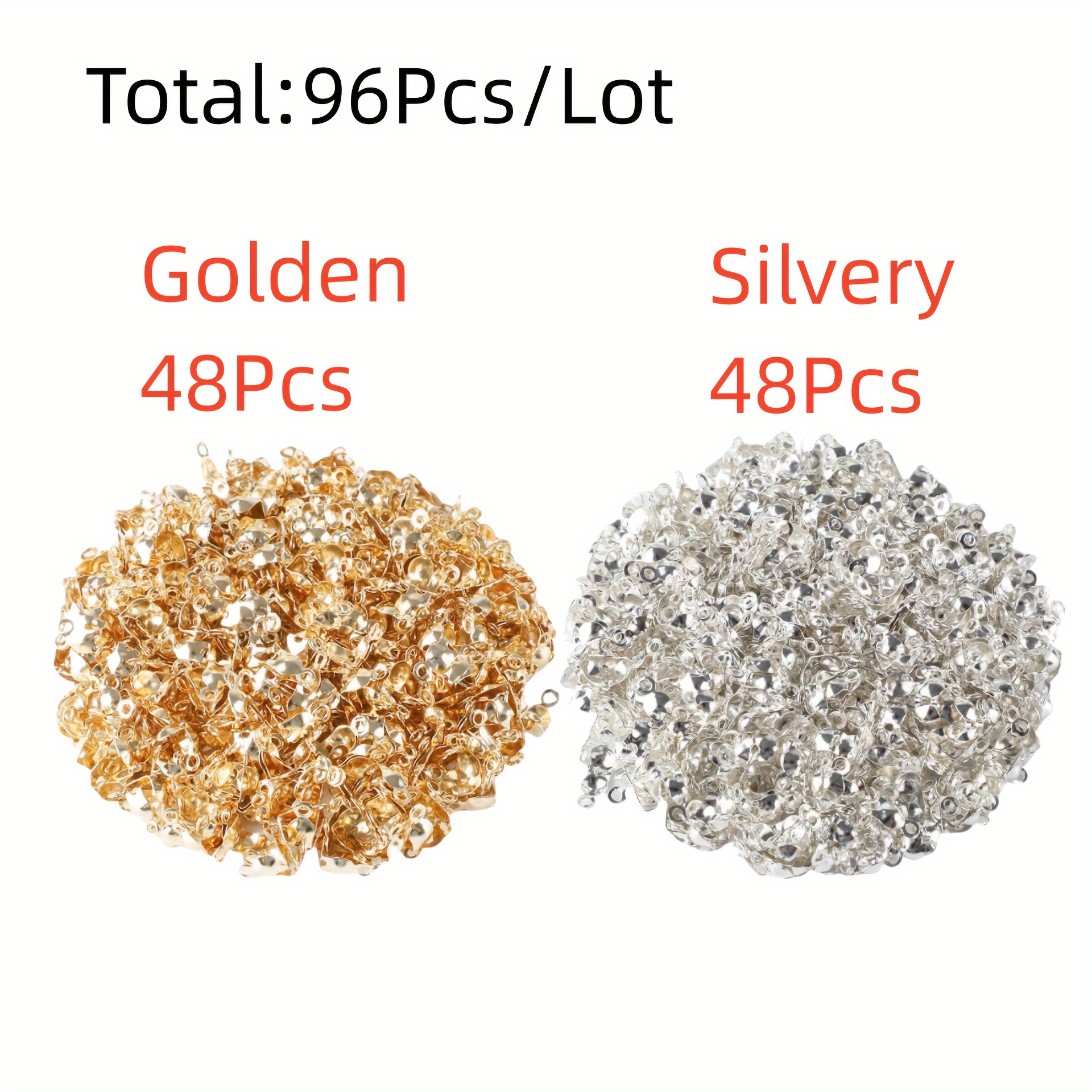 E-shop Set mit 96 Crimp-Perlen und Kordelknoten-Abdeckungen, Endkappen und Verschlüssen zum Selberbasteln von Armbändern und Halsketten
