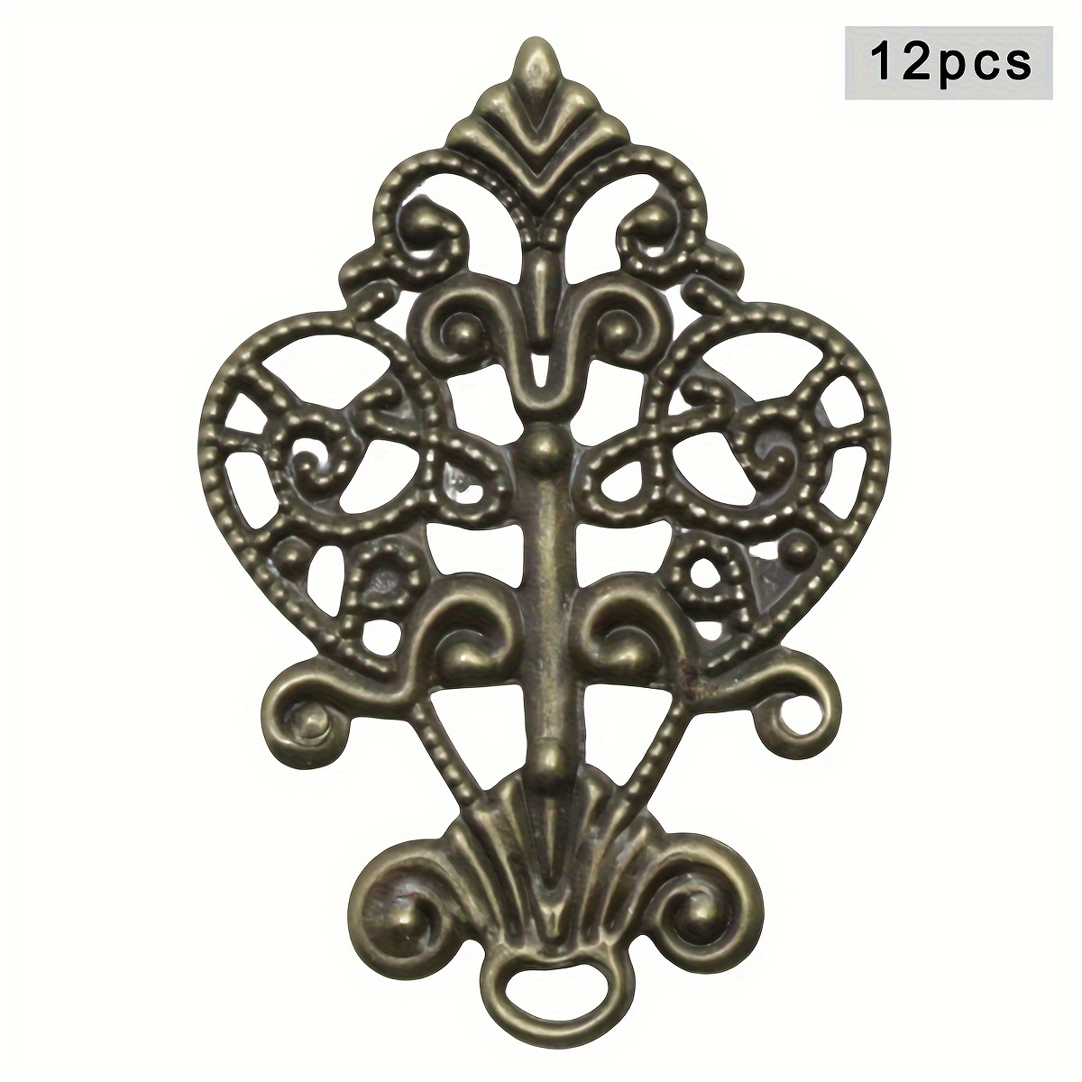 12pcs 28x41mm Hollowed-out Scattered Flowers Vintage Corner Flower Jewelry Decorative Additions