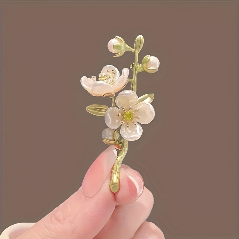 TEMU 1pc, Women's Brooch, Lapel Pin, Scarf Clip, Jasmine Flower Brooch Corsage, Vintage Anti-slip Pin, Clothing Accessory