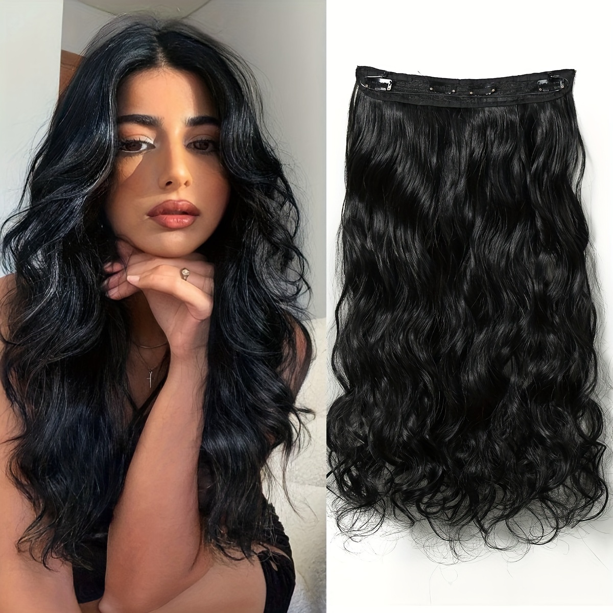 Long Curly Wavy Hair Extensions Synthetic Clip In Hair Temu