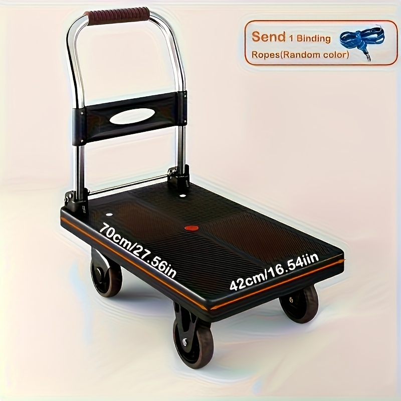 1.5t heavy-duty folding hand truck -  , durable  , ergonomic handle,   for home, office, warehouse, retail use -   utility cart, black, warehouse equipment|versatile utility cart|sturdy construction, foldable hand truck Детали за производот 1