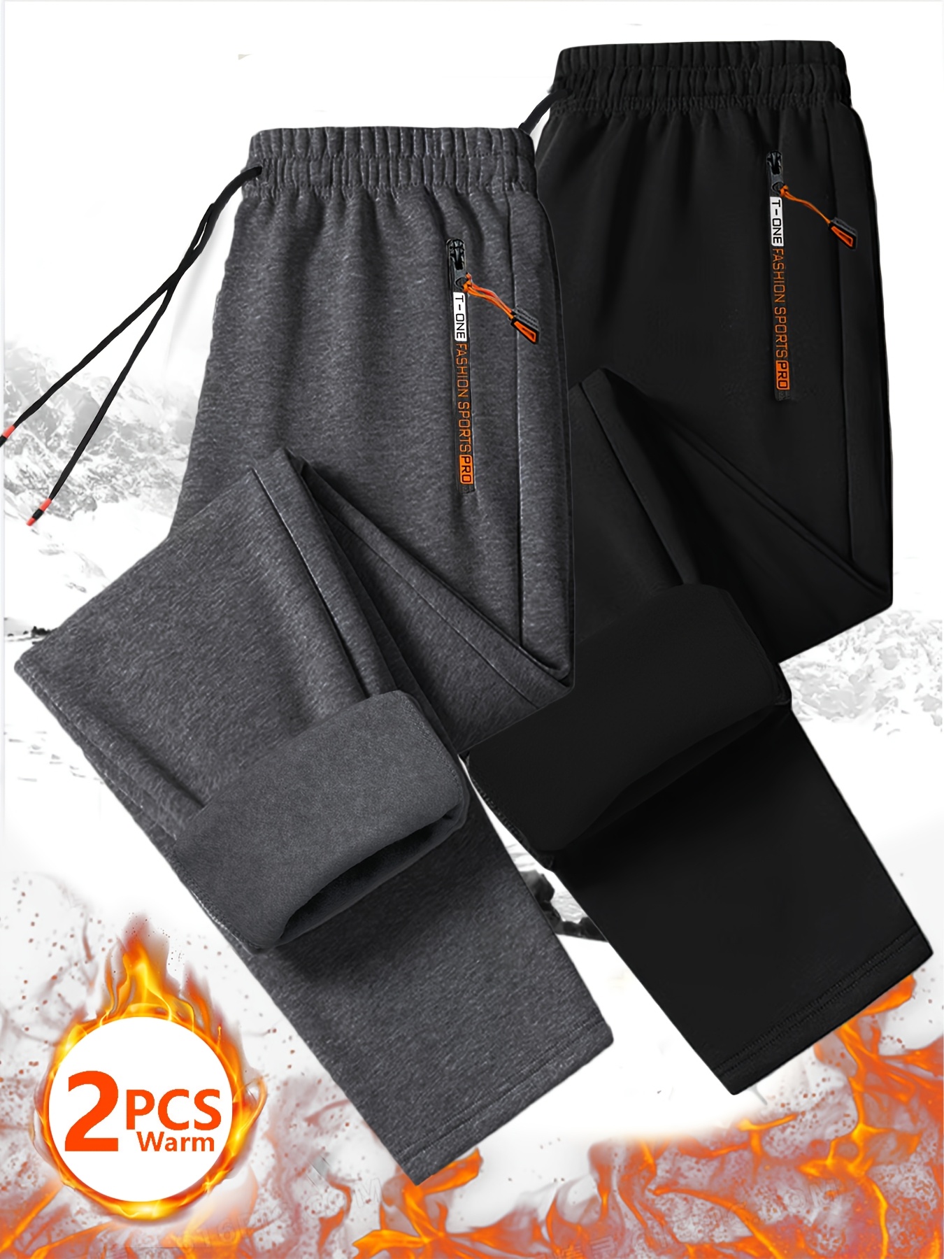 Warm Fleece Sweatpants with Zipper Pockets
