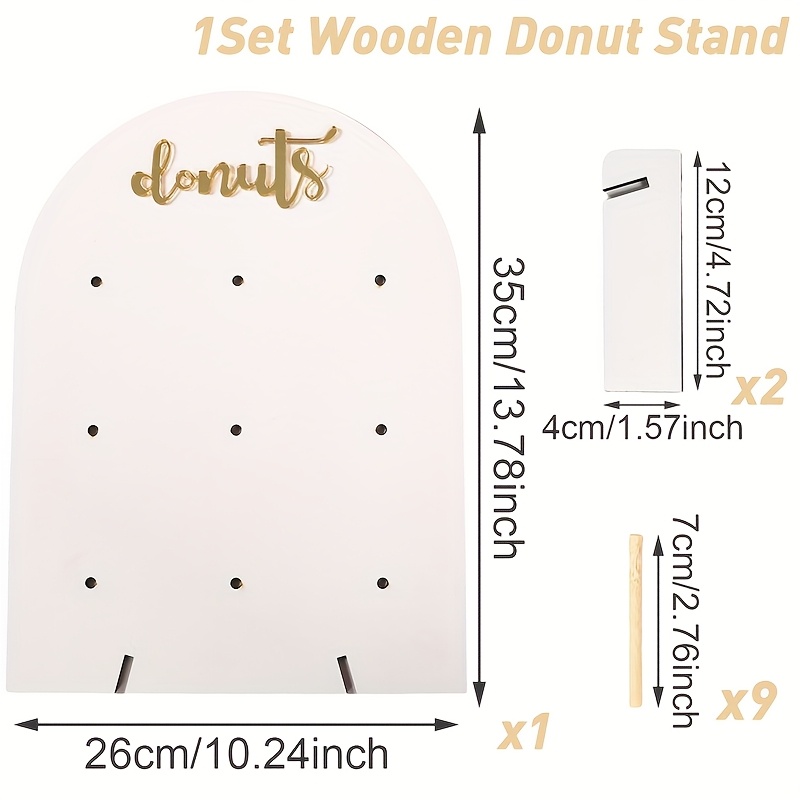 E-shop ., rustikaler Donut-Displayständer aus Holz, runde Bogengestalt Donut-Wandhalterung für Hochzeit, Brautparty, Geburtstag und Partydekorationen,