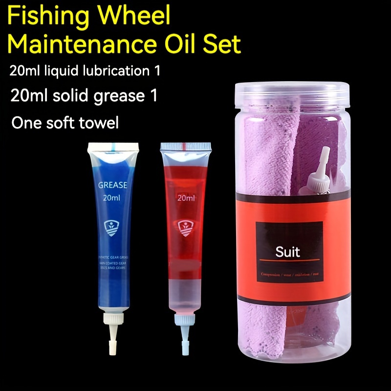 HAUT TON Kit d'huile d'entretien pour moulinet de pêche, lubrifiant pour  disque de roue de pêche, y compris lubrifiant liquide et graisse solide