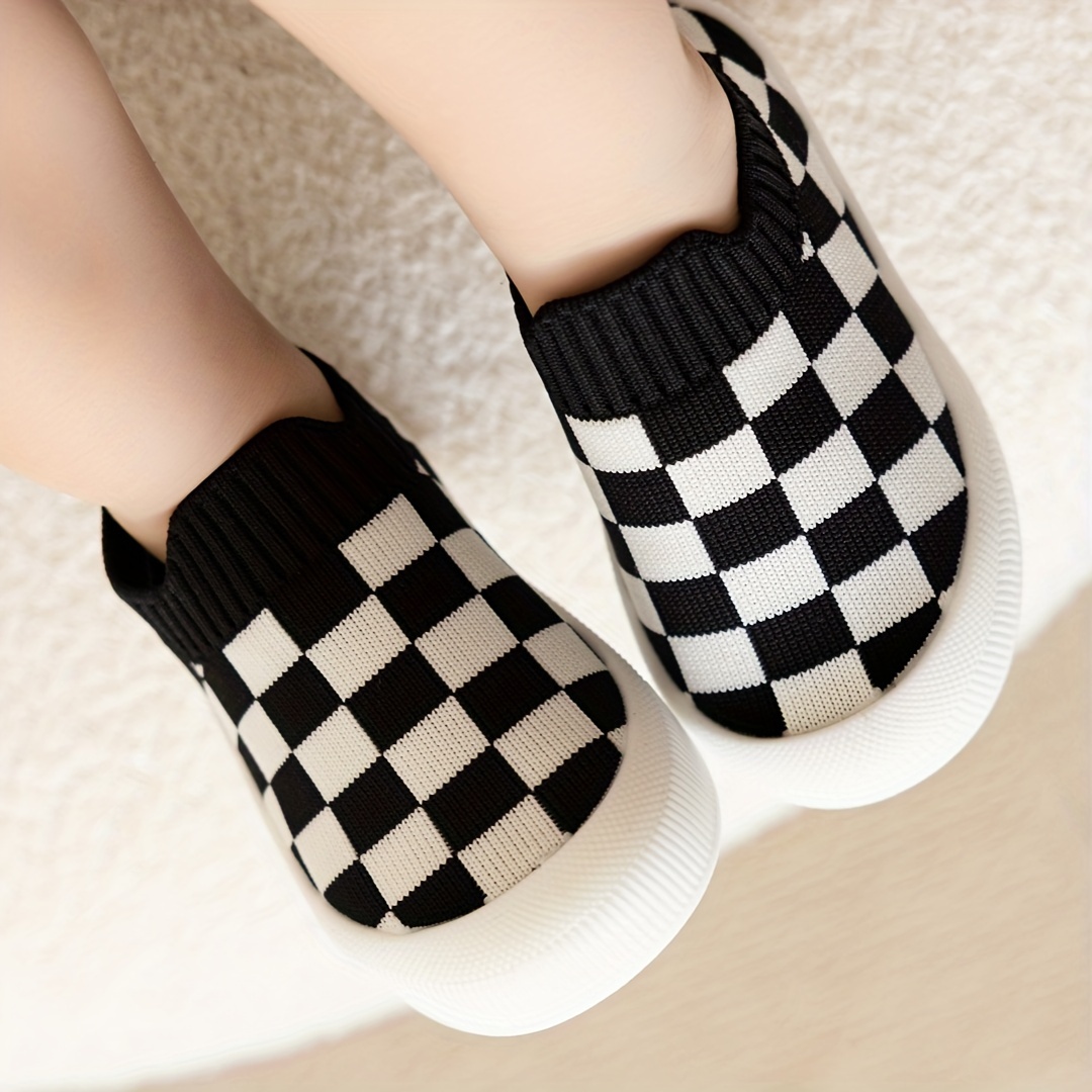 Casual Comfortable Plaid Slip On Woven Shoes For Baby Boys, Breathable Lightweight Walking Shoes For Indoor Outdoor