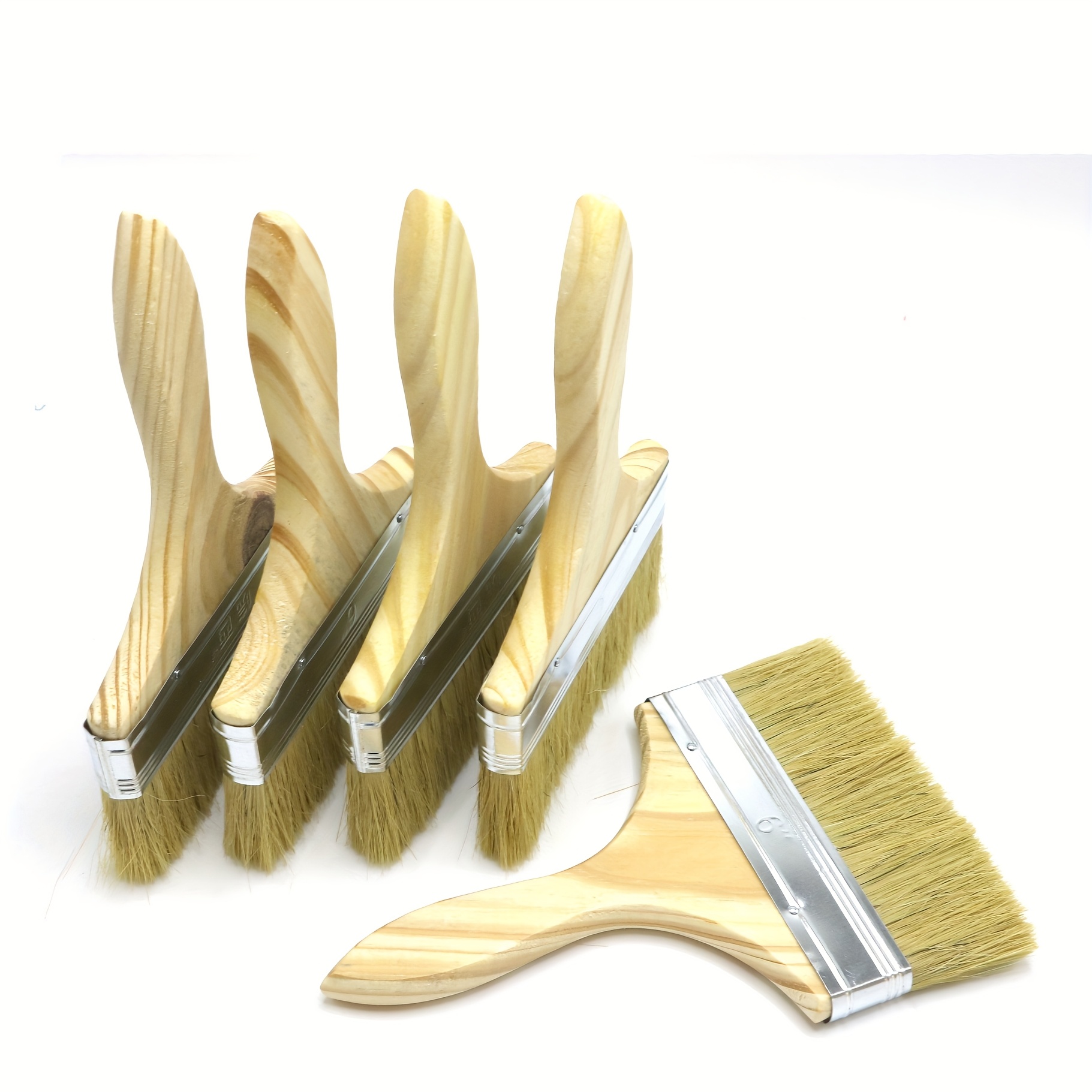 TEMU Set mit 5 Pinseln, 6 Zoll breit, ideal für künstlerische Projekte, Bastelarbeiten, Malen, , Lackieren und Kleben, mit Holzgriffen, geeignet für
