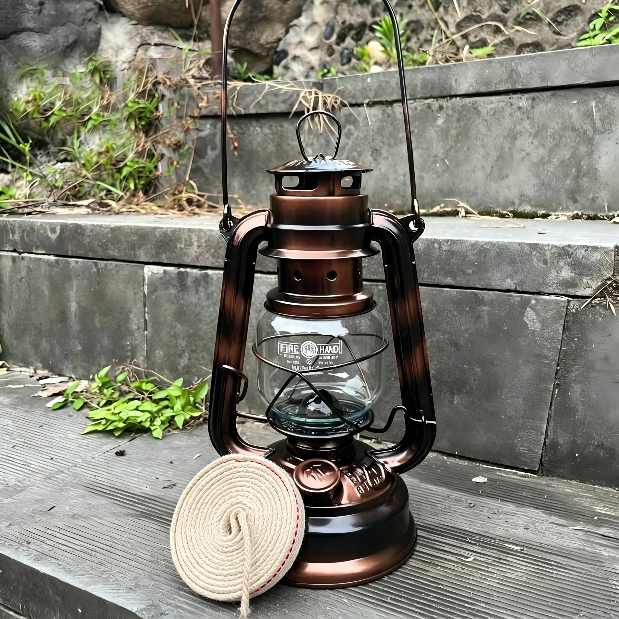 E-shop Bronze- Öl-Laterne für den Außenbereich mit 79-Zoll-Docht, Metall-Kerosinlaterne für Terrasse, Garten, Balkon, Hinterhof, Tischlampe,