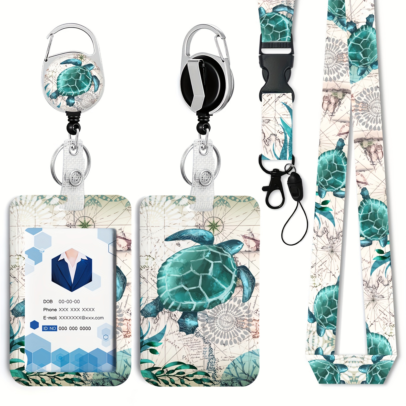 

Aclegtwei Sea Turtle Retractable Badge Holder With Breakaway Lanyard – Heavy Duty Id Clip For Nurses, Office Staff & Teens, Fun Keychain Design With Ocean-themed Patterns, Abs Material