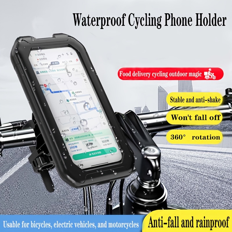 Waterproof Motorcycle Phone Mount - 360° Rotatable, Touch Screen, Anti-Shake, For Phones Up To 7"