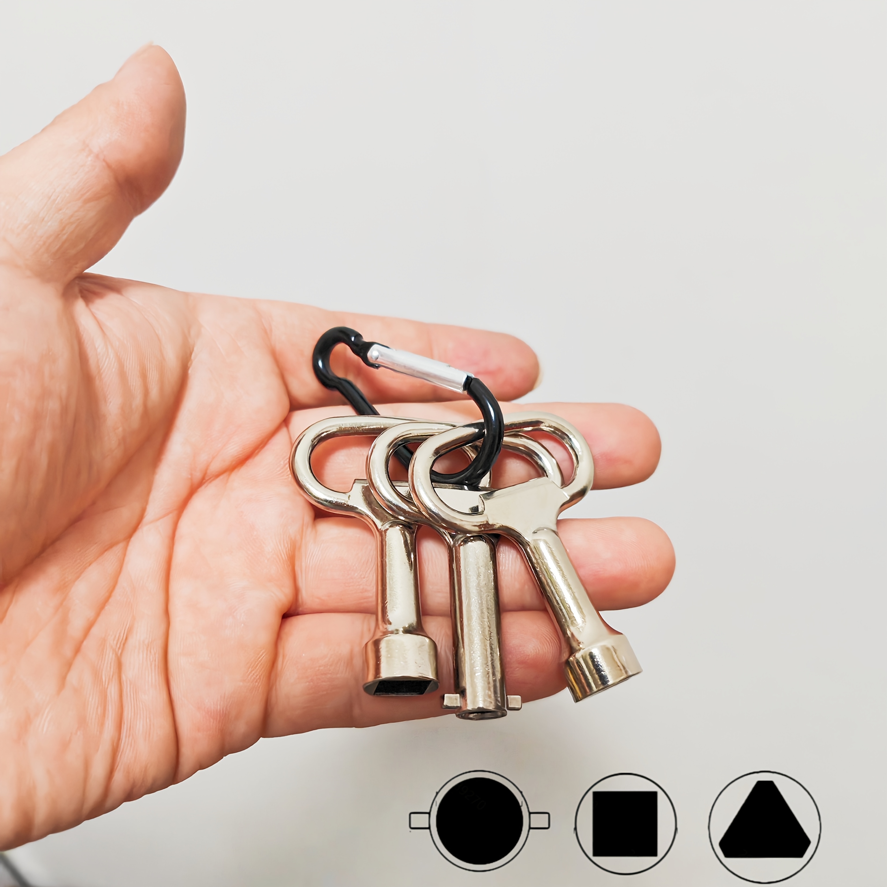 E-shop 4-teiliges Set aus quadratischen, flachen dreieckigen Steckschlüsseln, geeignet für Elektroverteilerkastenschlösser, Wasserzähler-,