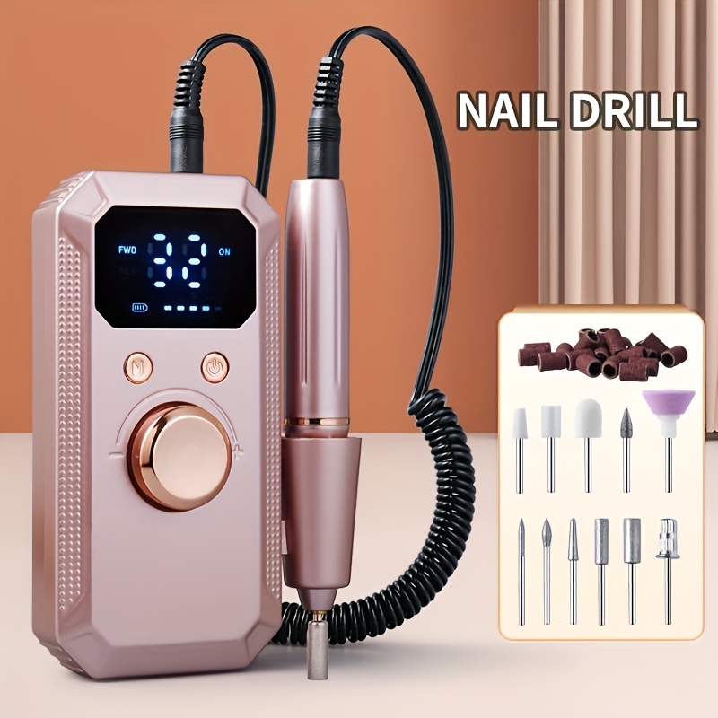 TEMU Professional Cordless Electric For Nail Drill Machine Suitable For Manicure Pedicure, Rechargeable Portable For Nail Drill With Brush Motor,