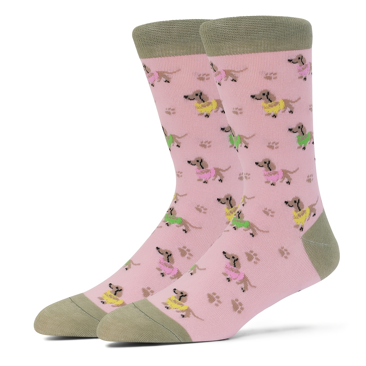 TEMU 1 Pair Women's Sausage Dog Print Mid-calf Socks, Soft Comfortable Wear-resistant Outdoor Sports Socks