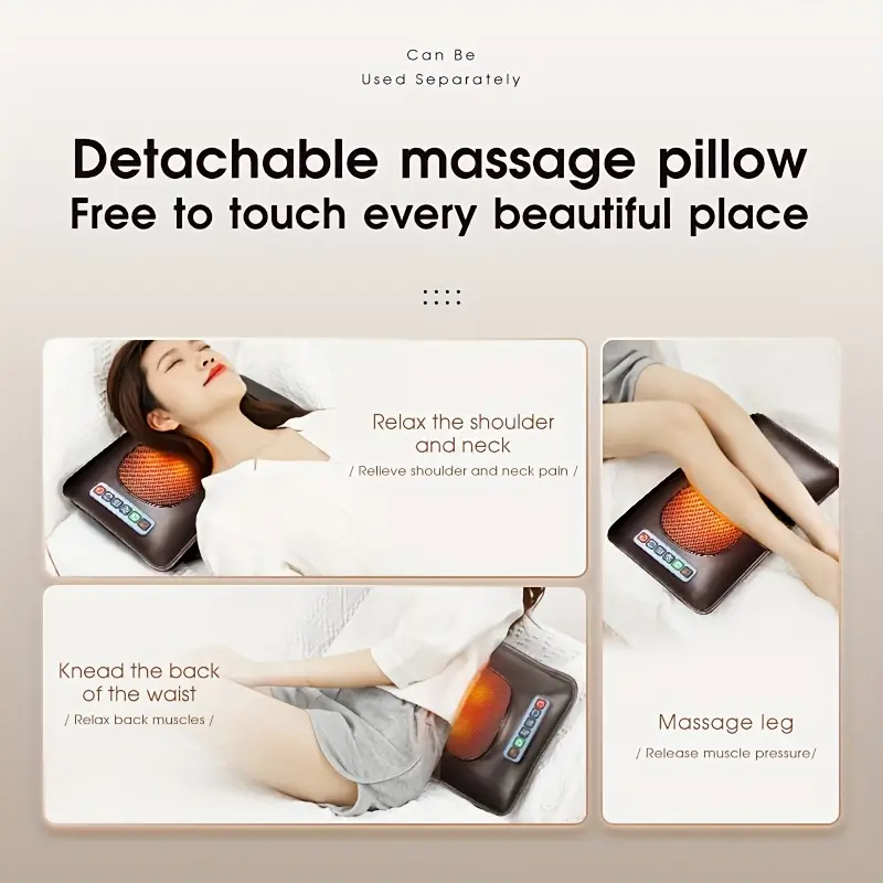 full body massage pad shoulder neck waist back legs full coverage massage using fabric removable neck massage pillow foldable storage large heating pad Product details 5