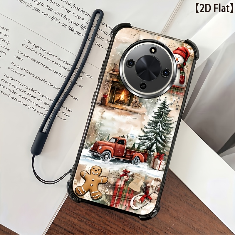 TEMU Phone Case - 2d Flat, Compatible With Honor Magic 7 Lite/ Magic 6 Lite / Lite, Anti-slip Durable Anti-fall Lanyard Case, 2pcs Set: 1 Soft Tpu