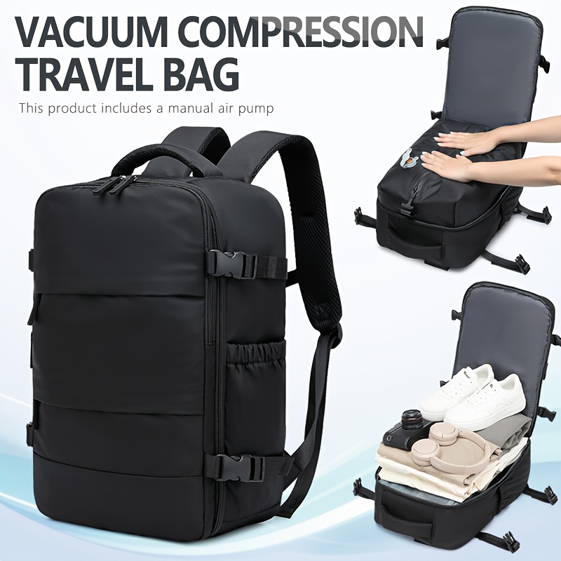 E-shop Verbesserter Vakuum-Kompressions-Reiserucksack mit Luftpumpen-Set, Laptoptasche, leichtes Handgepäck, von Fluggesellschaften zugelassen, kein