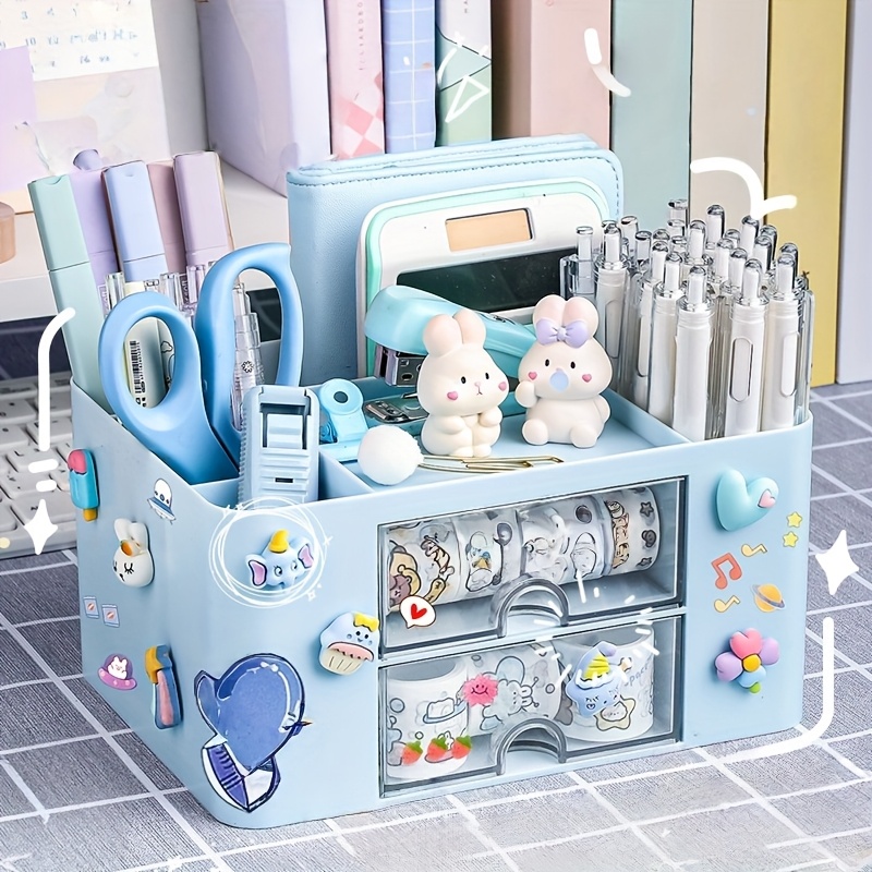 1Pc Plastic Desk Organizer Makeup Storage Compartments