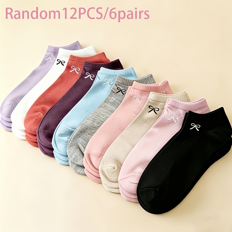 TEMU Random 12pcs/6 Pairs Ladies Elegant Socks - Breathable Thin Invisible Spring And Summer Casual , (suitable For Daily Wear And Occasions)