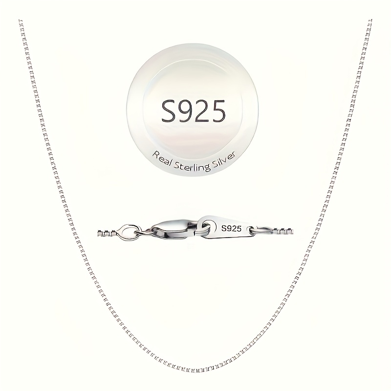 

925 Sterling Silver Necklace For Women And Girls, 0.8mm Box Chain With Lobster Clasp - Ultra-thin Strong Necklace Chain Italian Necklace, Length 16/18//24 Inches