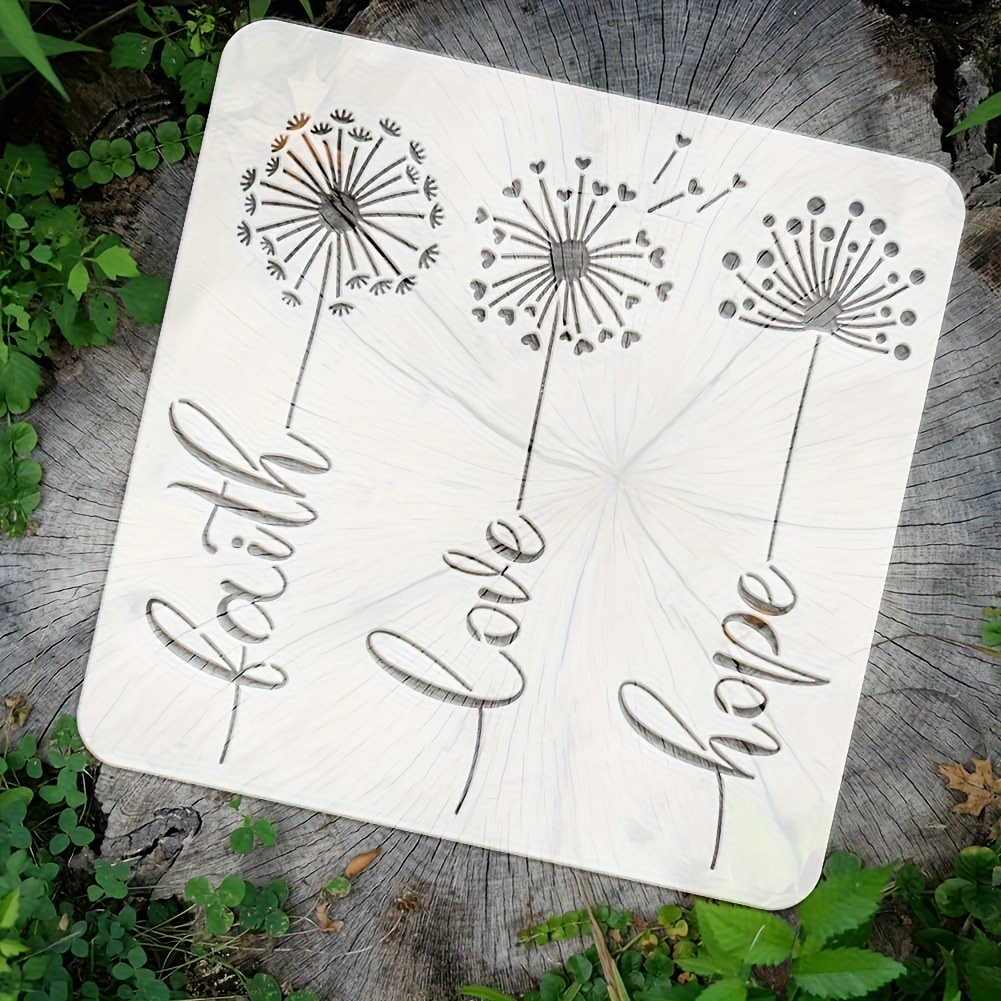 

Reusable Dandelion Stencil 11.8x11.8 Inch - "faith, , Love" Inspirational Design For Wood And Fabric Painting Projects