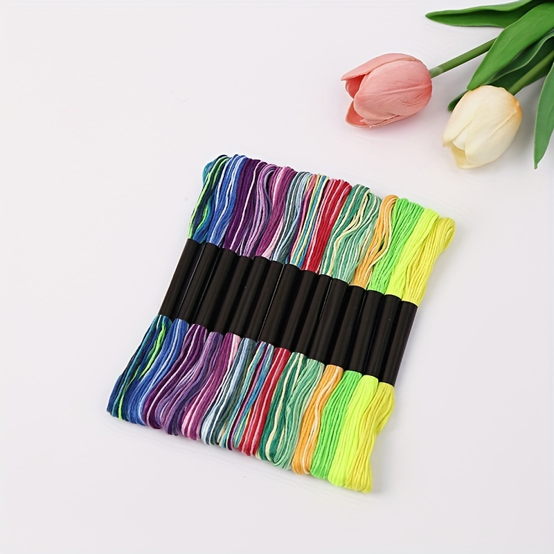 Image of 27pcs New Cross- Thread Set, 8m Per Spool, 21 Colors With Gradient Dyeing + 6 Fluorescent Colors, 27 Spools Per Pack