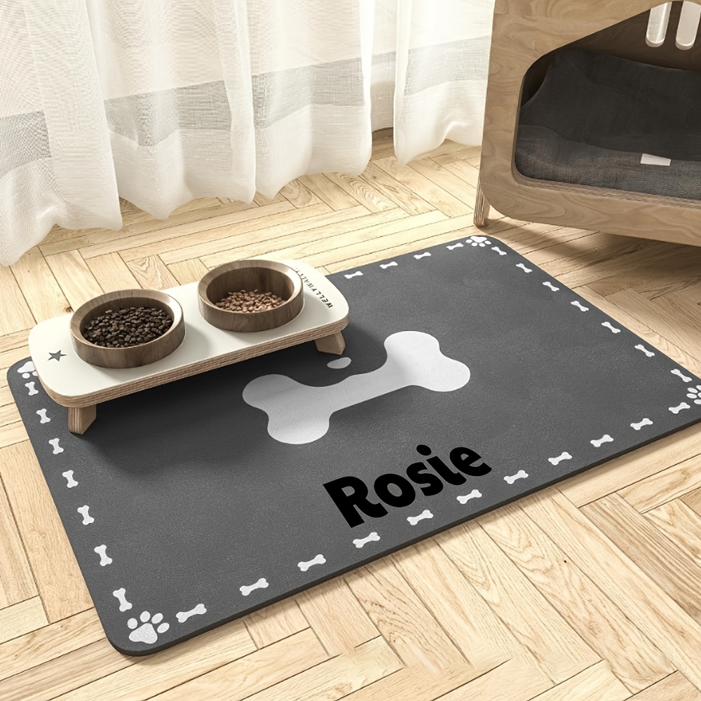 TEMU Custom Absorbent Dog Food Mat Placemat With Name, Personalized Dog Mats Using , Personalized Dog Placemat, Custom Dog Bowl Mat, Custom Dog Food