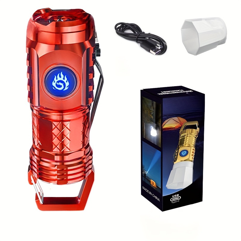 TEMU Upgraded Mini Flashlight With -, , Flashing , Usb Rechargeable, 1000 , 200m Range - Ideal For Outdoor Camping And Travel