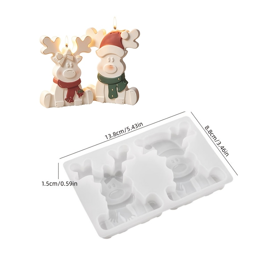 TEMU Resin Silicone Mold 1pc Christmas Couple Christmas Deer Ornament Mold Suitable For Making Drip Plaster Candles Products Theme Decoration Wedding