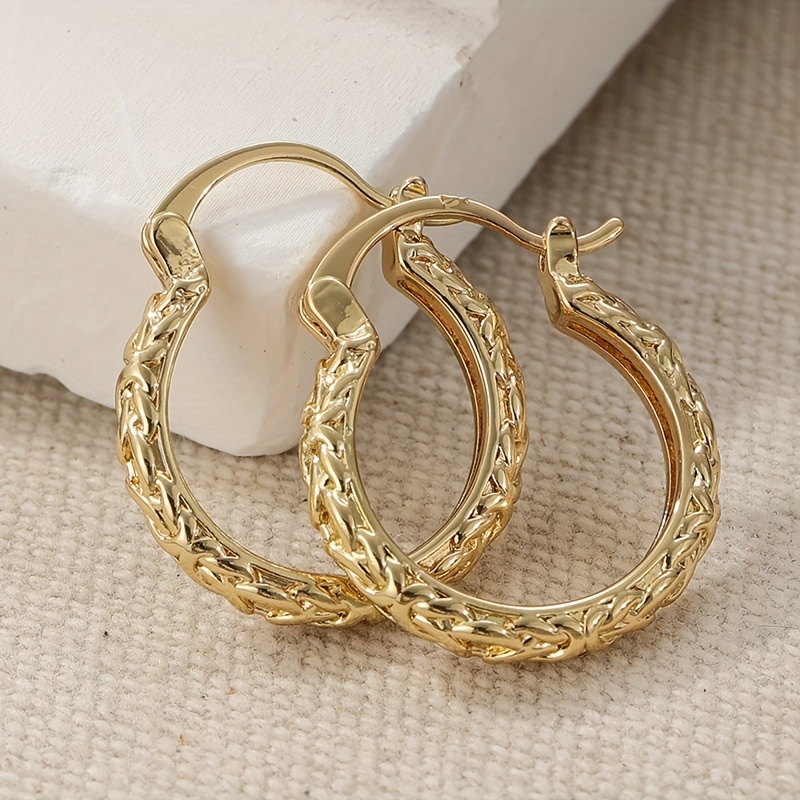 TEMU Yoyo Women's Hypoallergenic Hoop Earrings - Kc Golden Plated, Vintage Everyday & Formal Jewelry, Christmas Gift For Women - Elegant Hoop