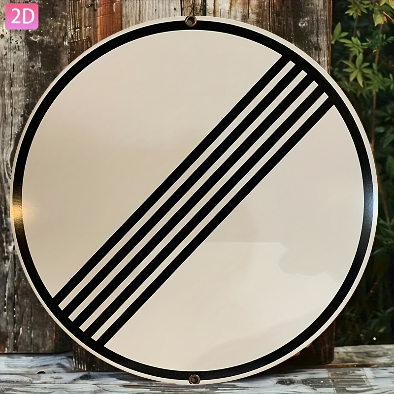 E-shop 2D-Flach, . Vintage Aluminium-Schild „Keine Geschwindigkeitsbegrenzung“ – Retro-Wanddeko mit Schwarz-auf-Weiß-Design, 19,81x19,81cm, langlebiges