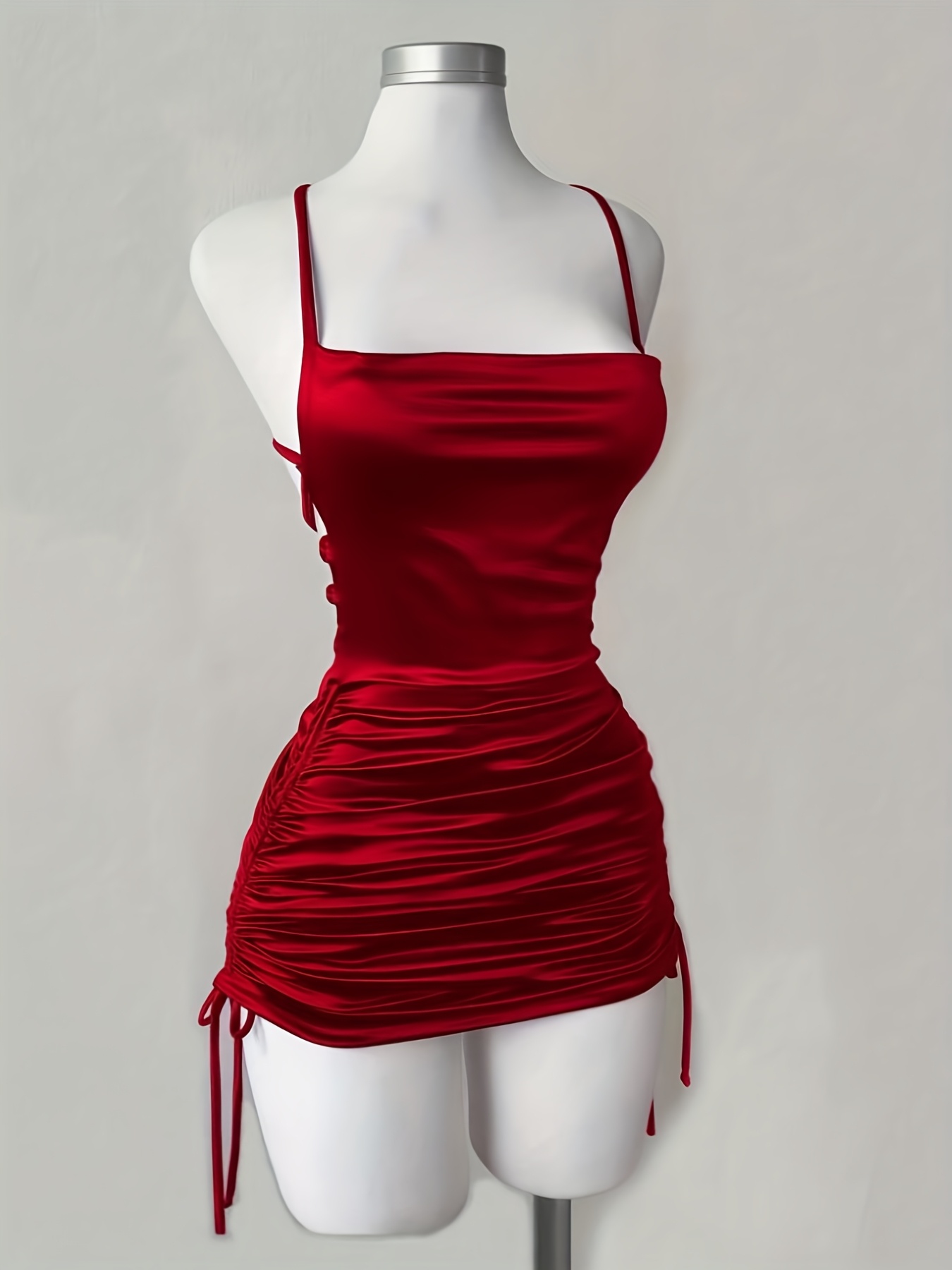 womens new solid color lace up drawstring backless suspender dress fashionable and elegant for parties dates street style cocktail dresses bridesmaid dresses daily wear suitable for   Product details 20