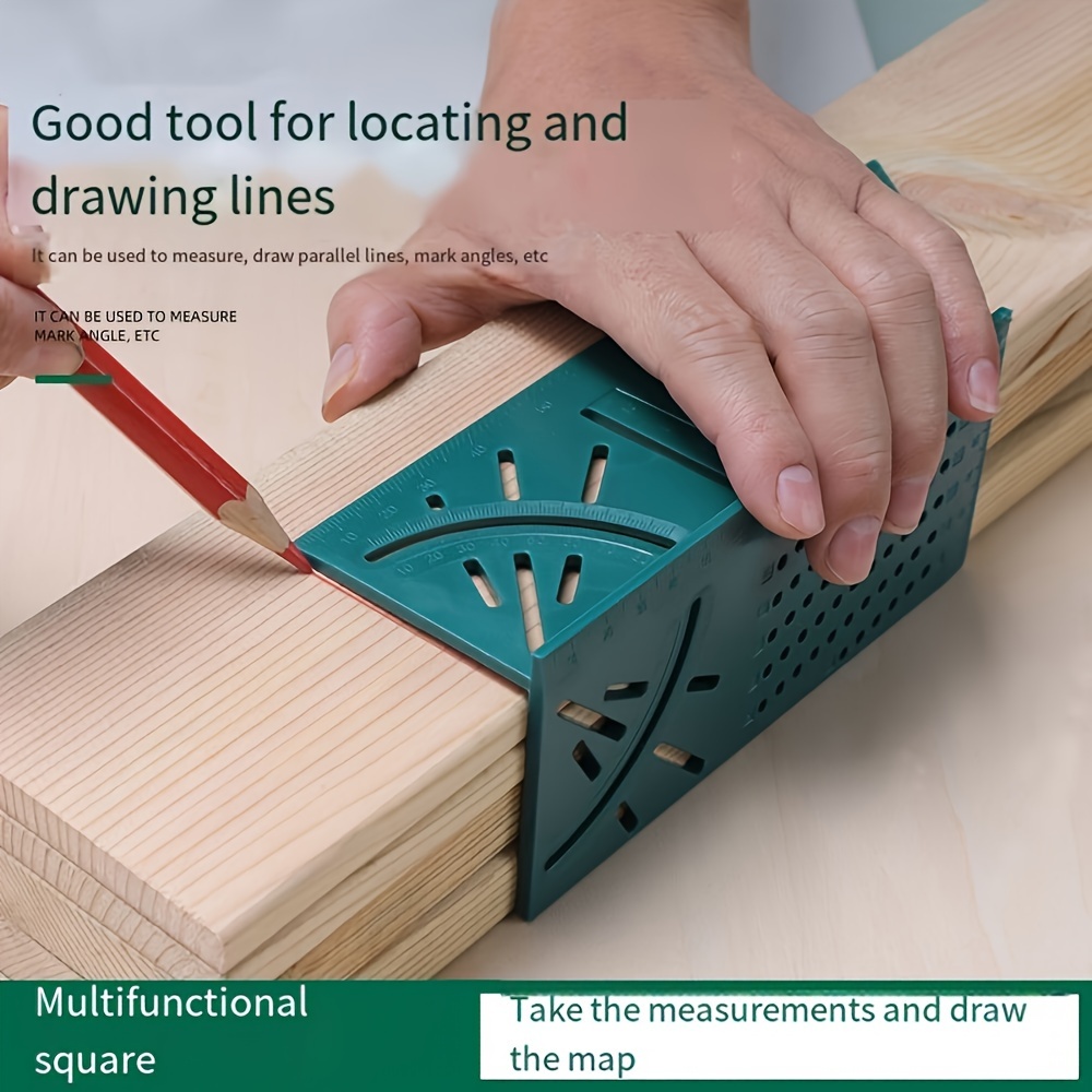 

Multifunctional Green Plastic Angle Ruler, Woodworking Straight Measuring Tool With Accurate Radius, 45-degree Marking Gauge, Relief Engraving For Clear Scale, Carpenter's Square With Marking Holes