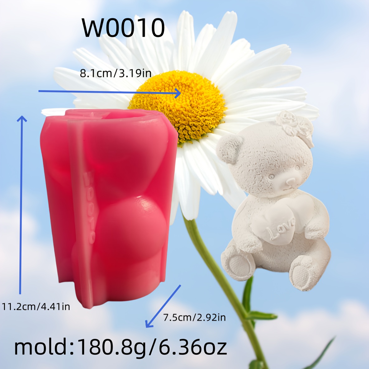 3d Cute Bear Silicone Mold For Resin Casting, Diy Candle & Gypsum Decor, Irregular Shape Epoxy Resin Mold, Home Decor Craft W0010