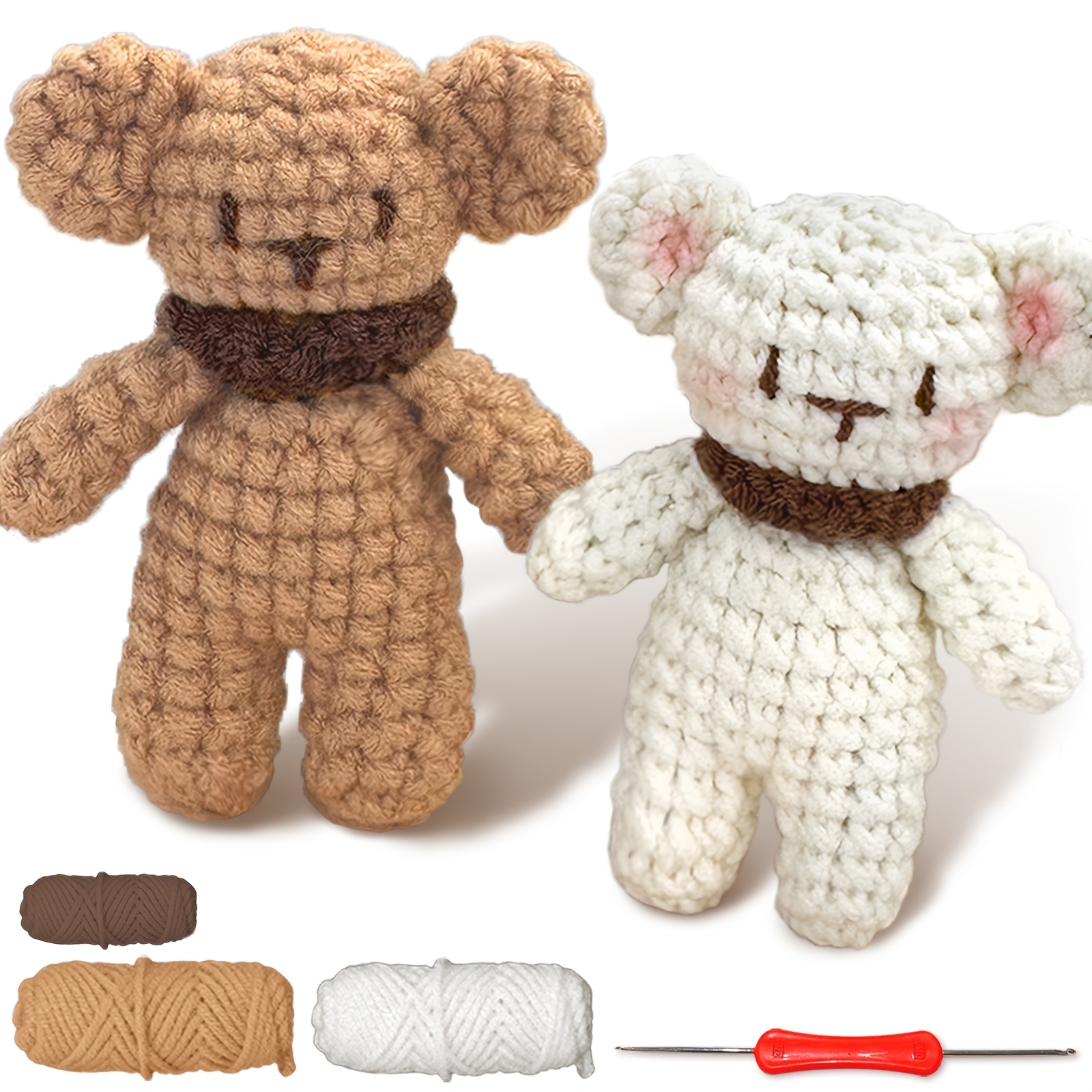 Diy Little Bear Crochet Kit For Beginners - Complete Craft Set With Yarn, Tutorial Videos & Accessories - Perfect Birthday Gift