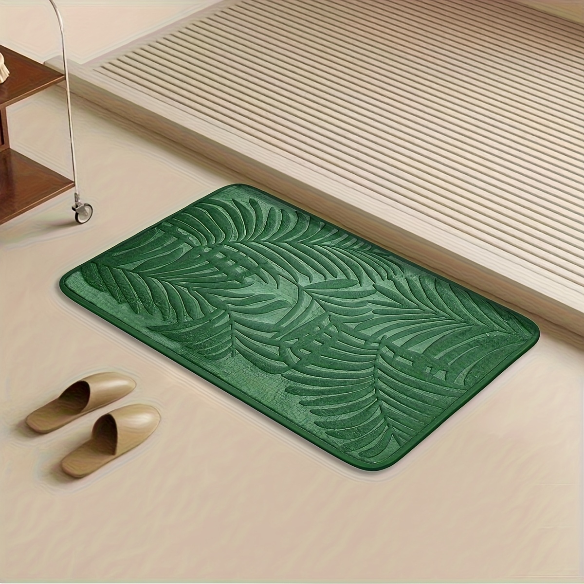 TEMU 1pc Non-slip Coral Fleece Bathroom Mat Soft Washable Durable With Pvc Backing For Safety In Gray Black Navy Blue Beige Bathroom Mat Decorations
