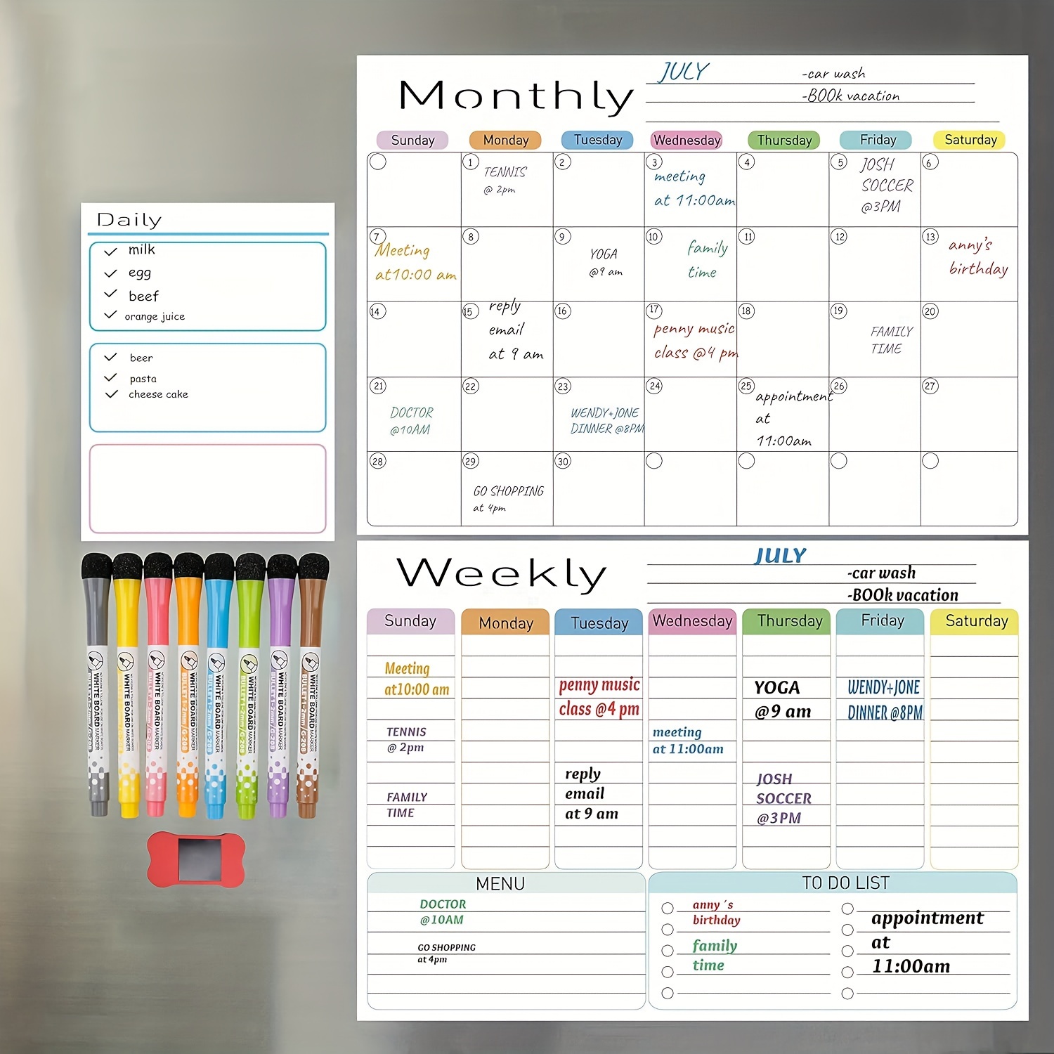 TEMU Magnetic Dry Erase Calendar Whiteboard Set ( In 1-pack Or 3-packs) Designed For Organizing Your Refrigerator, Wall, And Fridge With Monthly,