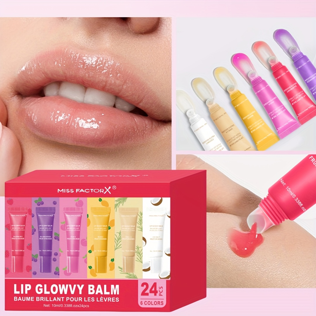 24pcs/Box 6 Flavors Moisturizing Lip Gloss - Nourishing, Non-Greasy, Long-Lasting Shine for Dry Lips, Women'S High-End Gift Set - Image 3