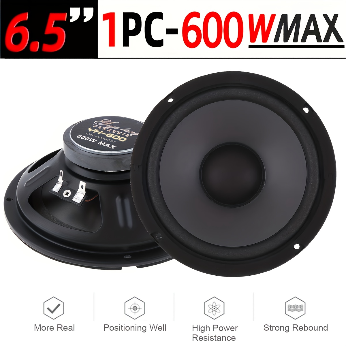 TEMU 6.5-inch Car Coaxial Speakers With 600w High Power, Hifi Stereo, 2-way Car Door Speakers, Full-range Speakers, Car Hifi Coaxial Speakers,